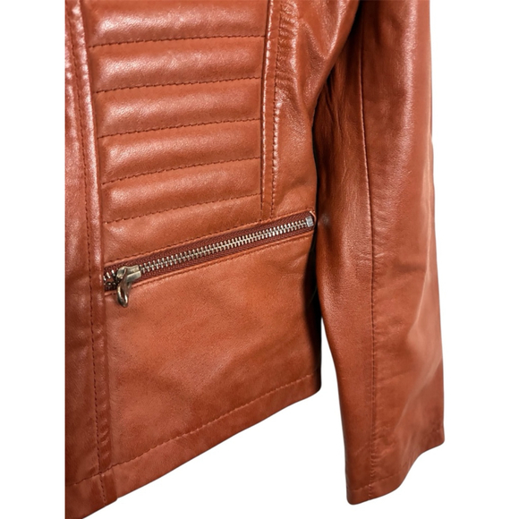 NEW! REAL LEATHER WOMEN'S JACKET COLOR BROWN /TAN SIZE L - Picture 6 of 13